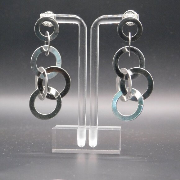 VINTAGE SILVER DROP EARRINGS - Picture 16 of 16